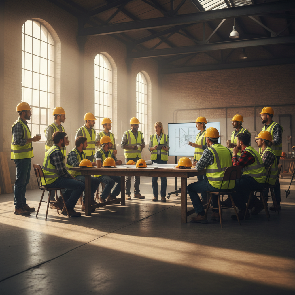 Group of workers in morning meeting