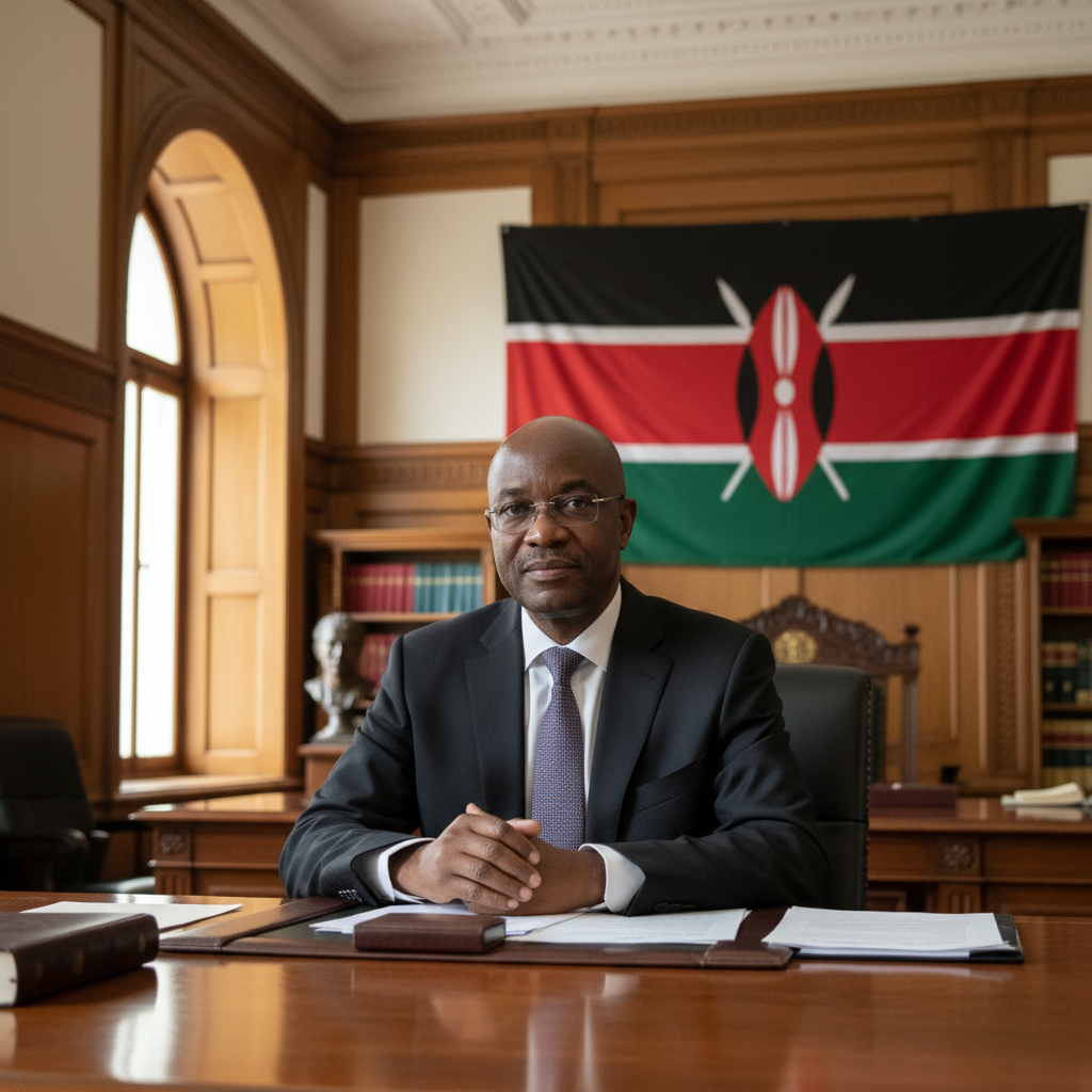 Kenyan man in business attire at office desk