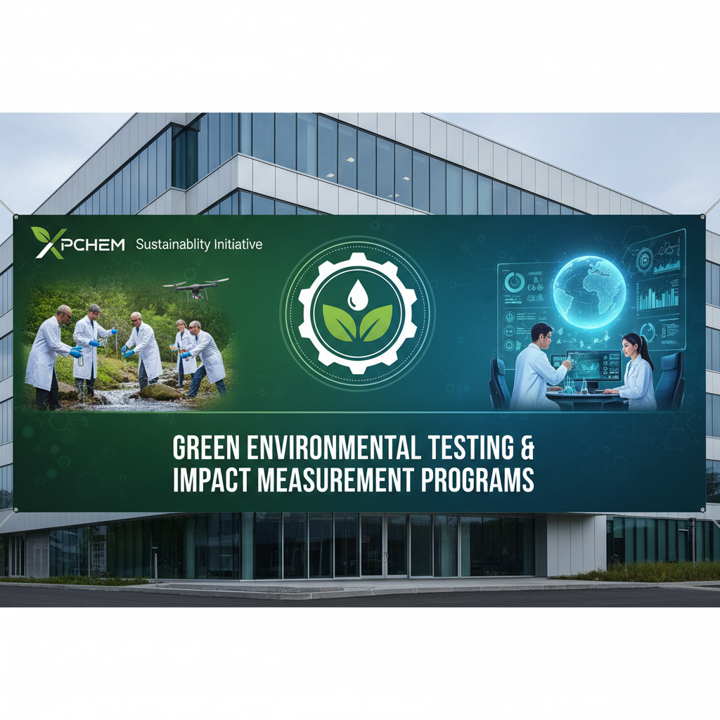 XPCHEM sustainability initiative banner showing green environmental testing and impact measurement programs