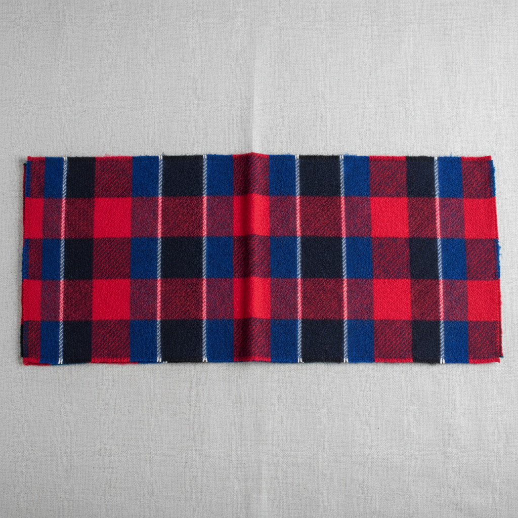 Red and blue plaid Maasai shuka blanket, traditional Kenya warrior cloth
