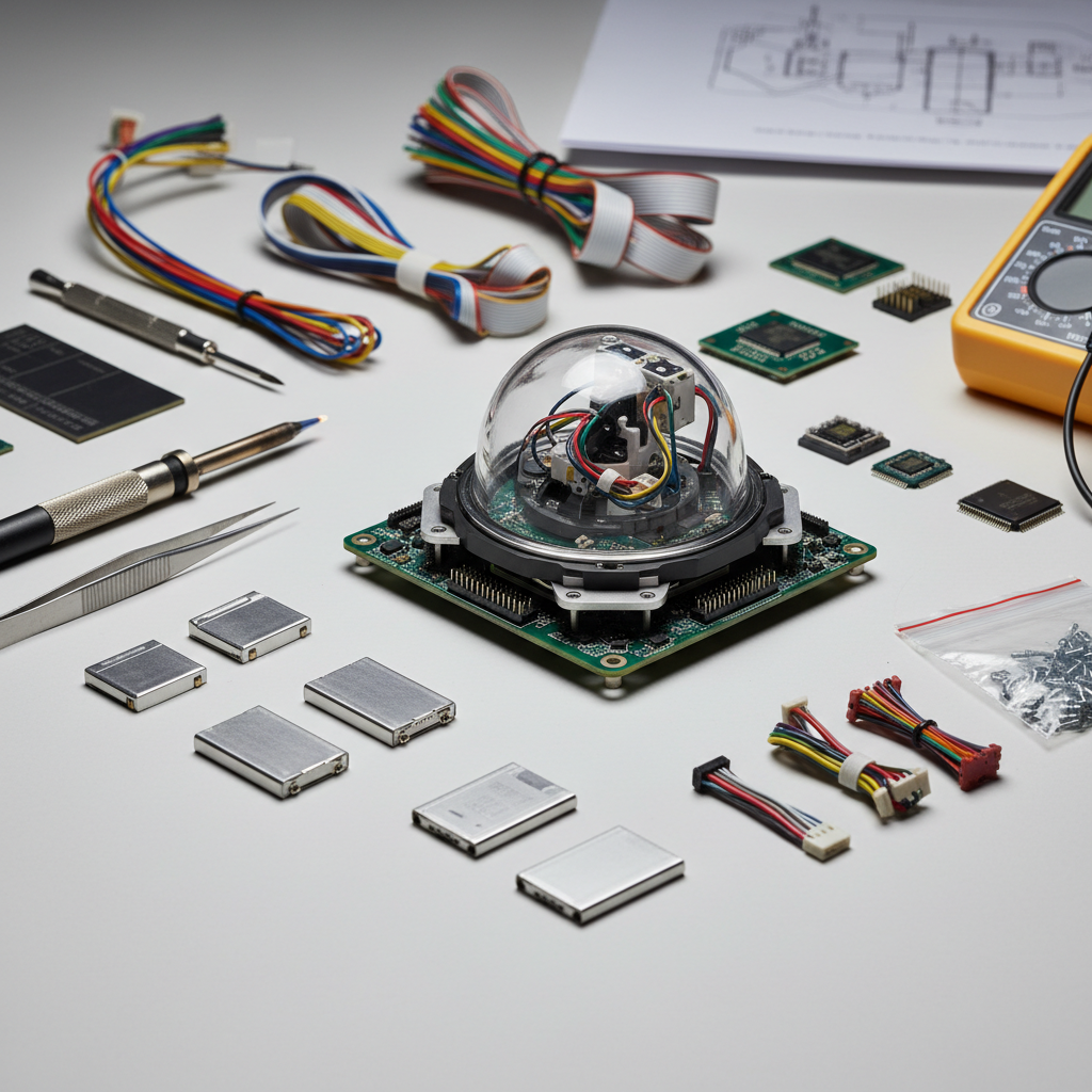 Prototipo de producto tecnológico en proceso de diseño con herramientas y componentes electrónicos