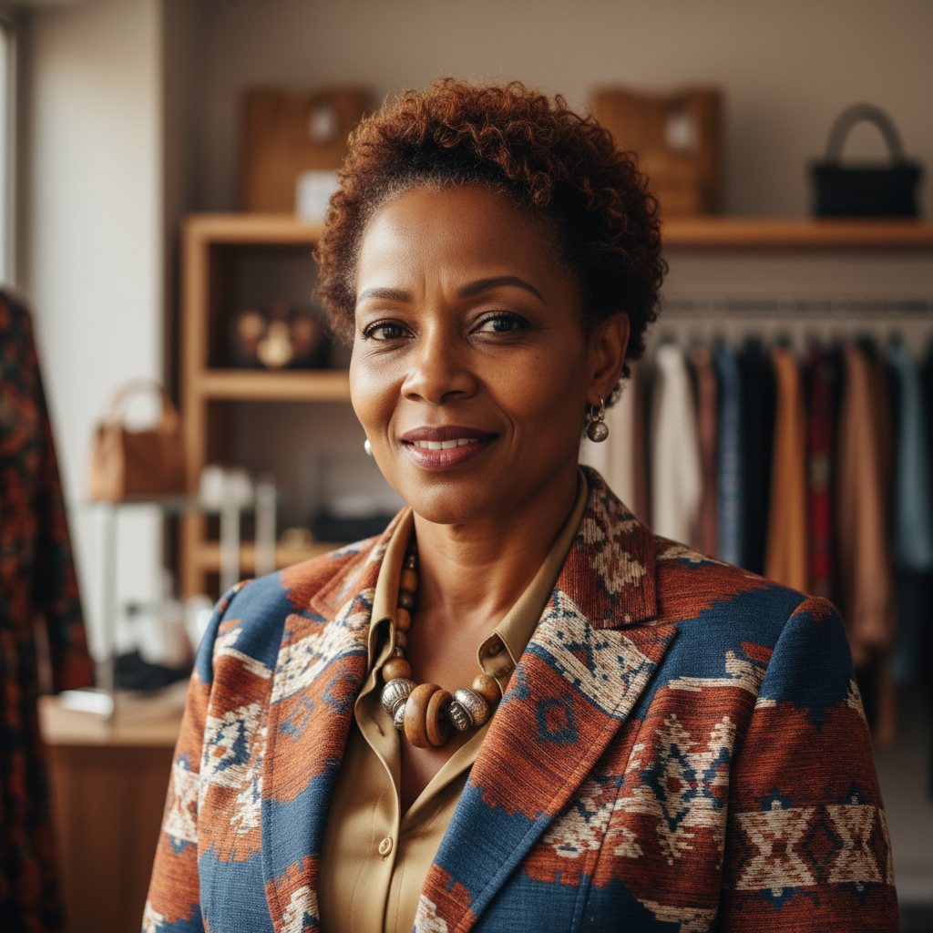 Portrait of a woman with curly hair smiling