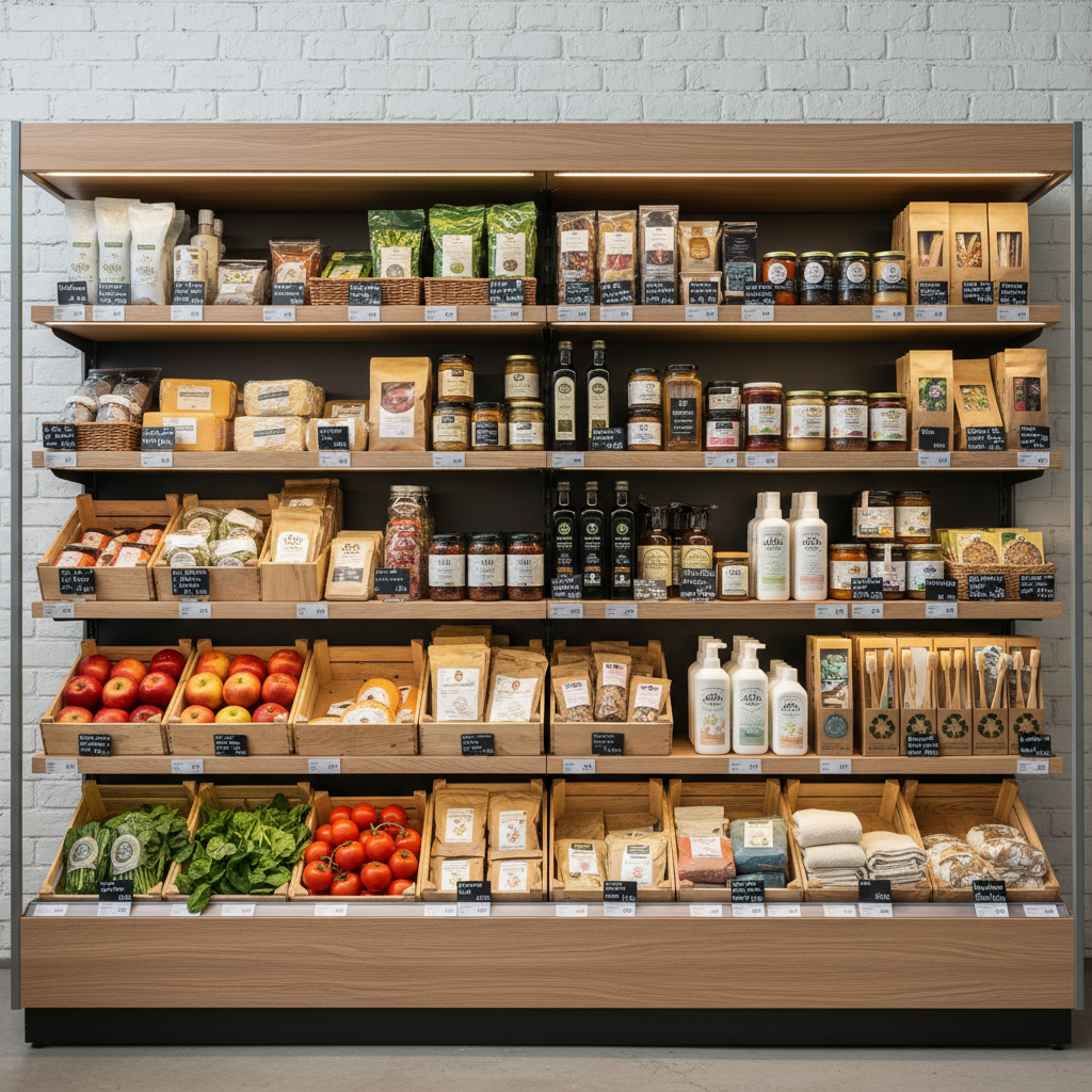 Grocery store with fresh produce and packaged goods