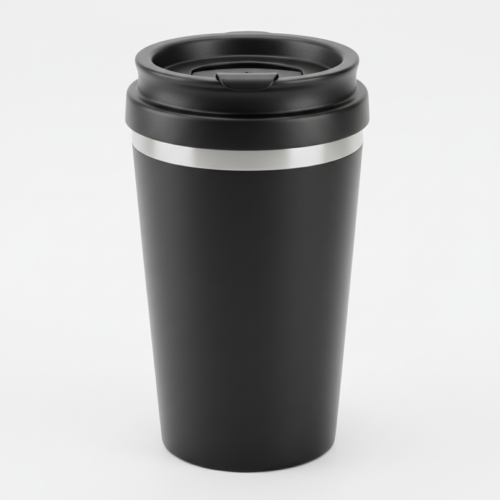 Stainless steel travel mug 400ml with leak-proof lid