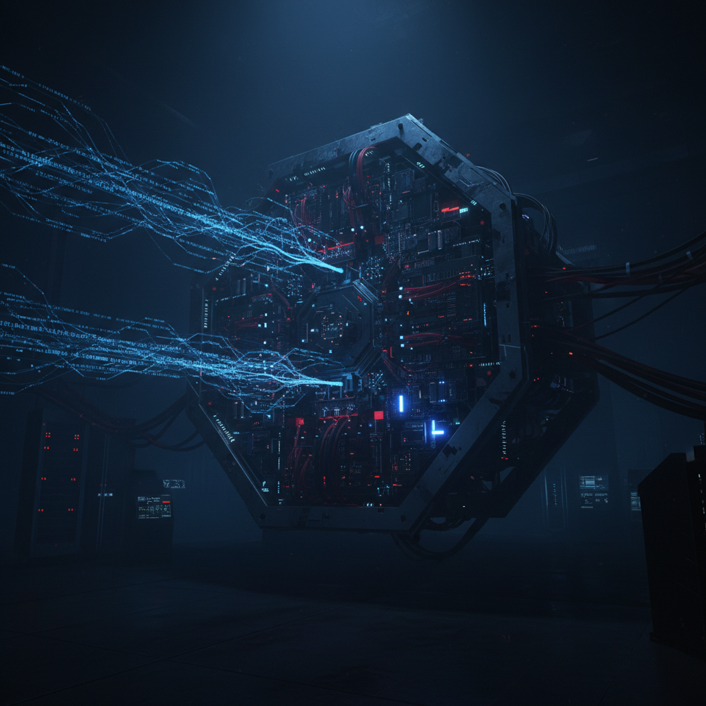 Electronic warfare systems and sensor technology in dark moody environment with precise instrument arrays and deep shadow industrial setting