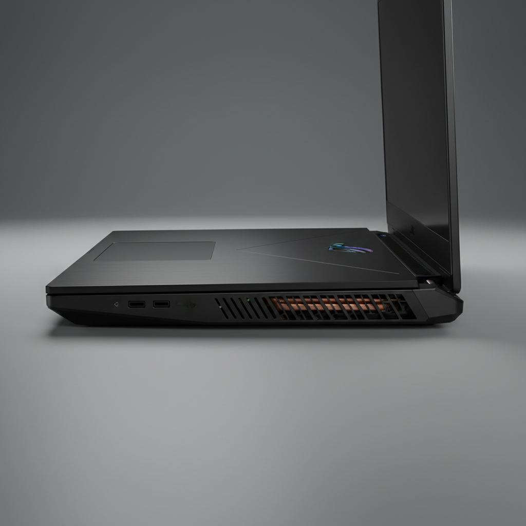 ASUS ROG Strix G16 من الأمام يعرض الشاشة والإضاءة الزرقاء