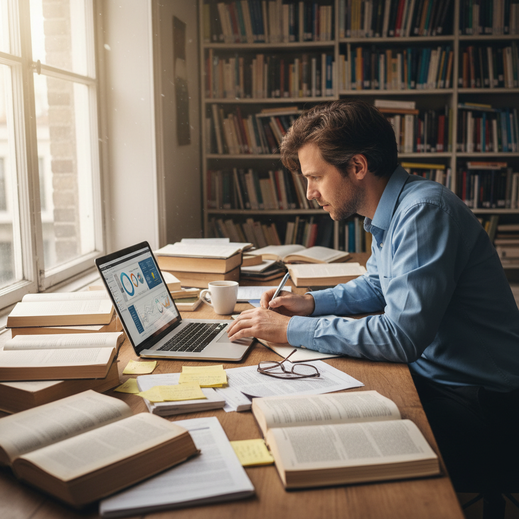 Deep AI research agent conducting thorough literature searches