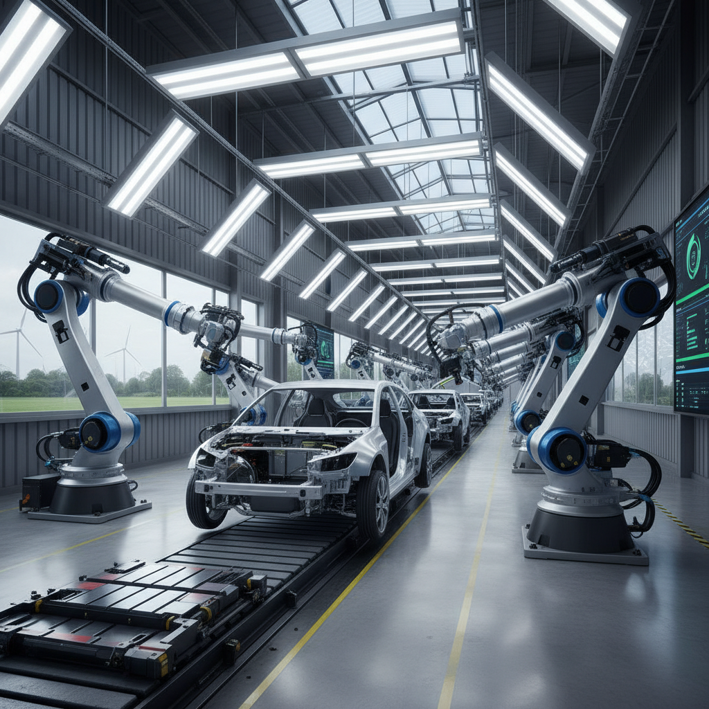 Modernes Automobilwerk mit Montagelinie