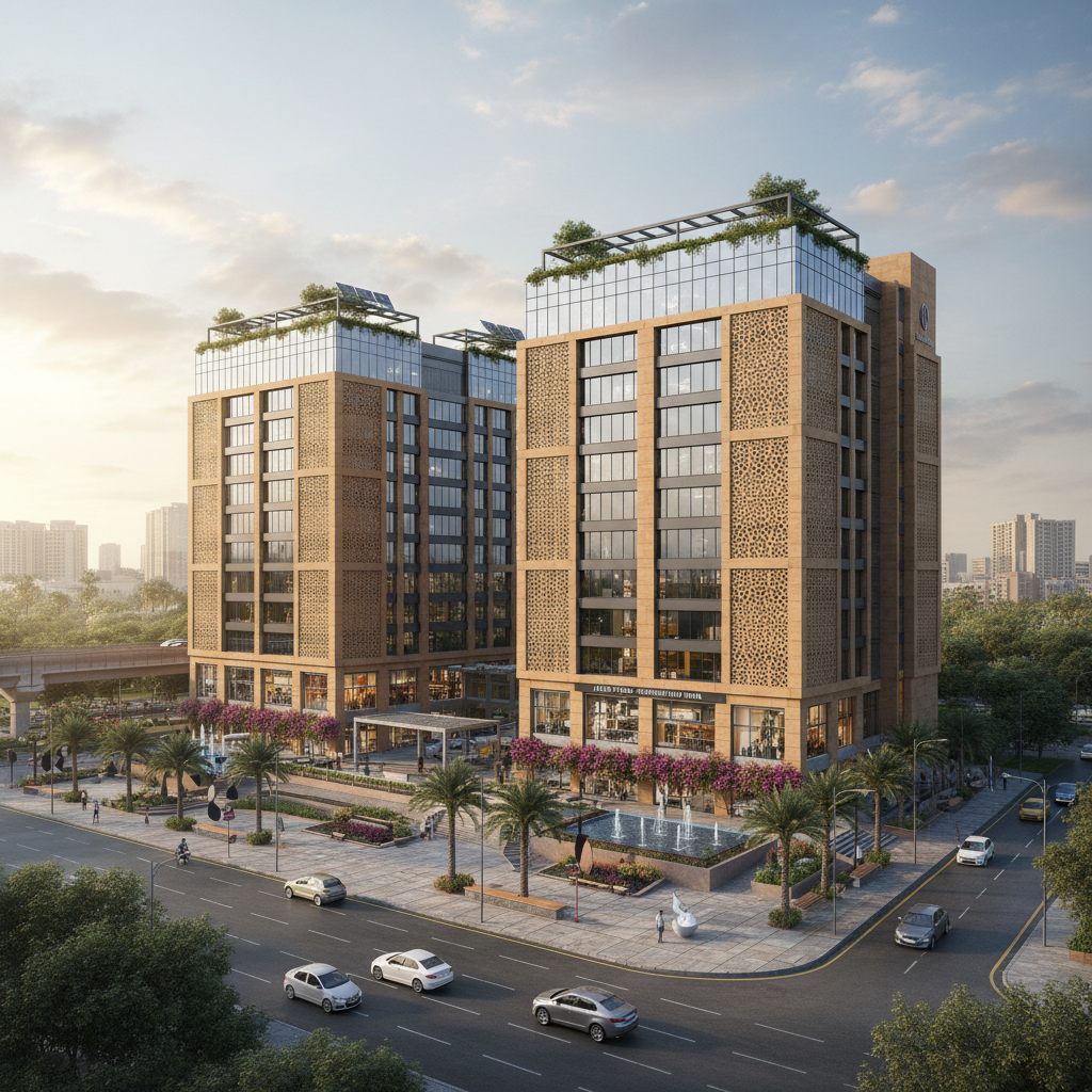 Completed commercial building project in India
