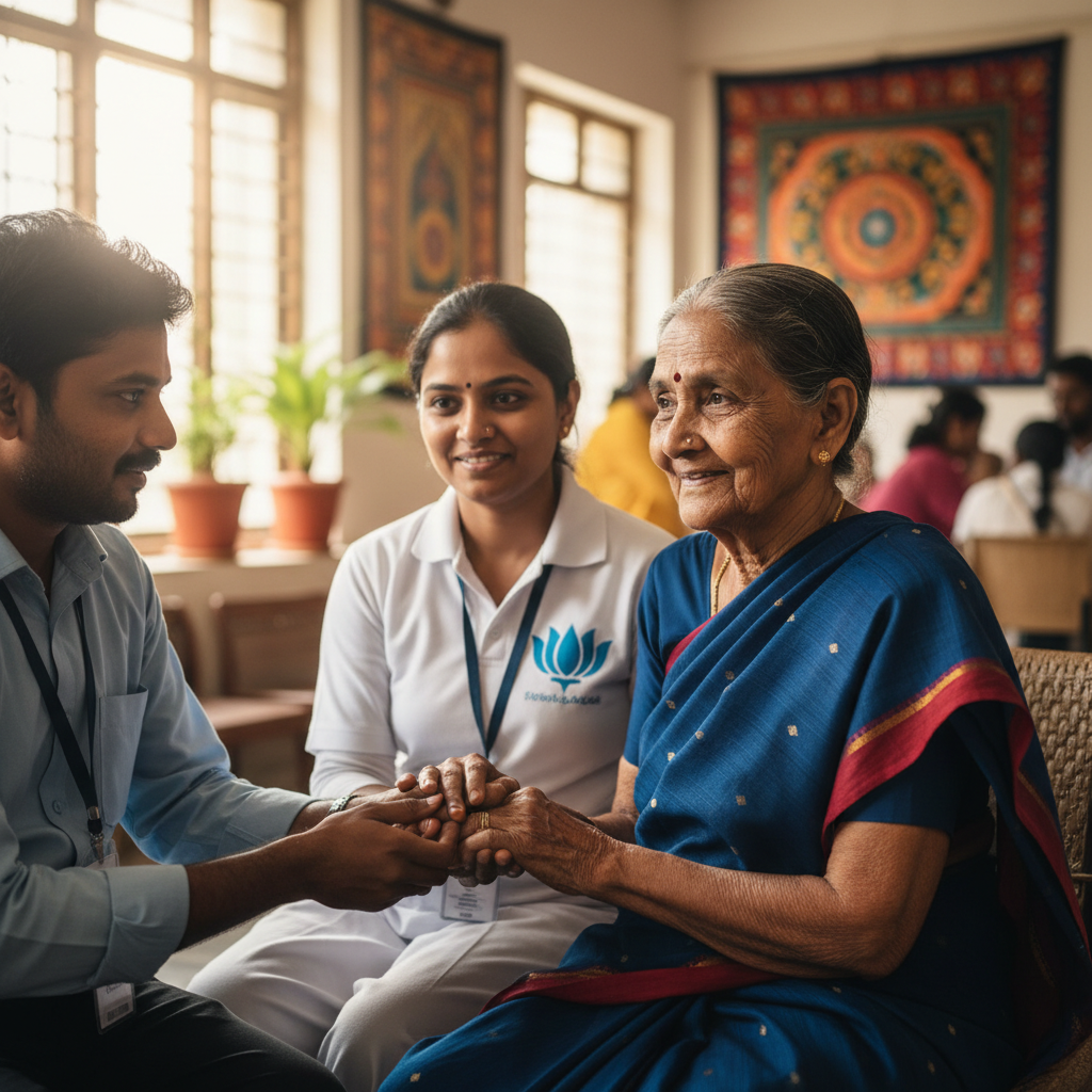 Elderly Tamil woman who received care and support from NGO volunteers