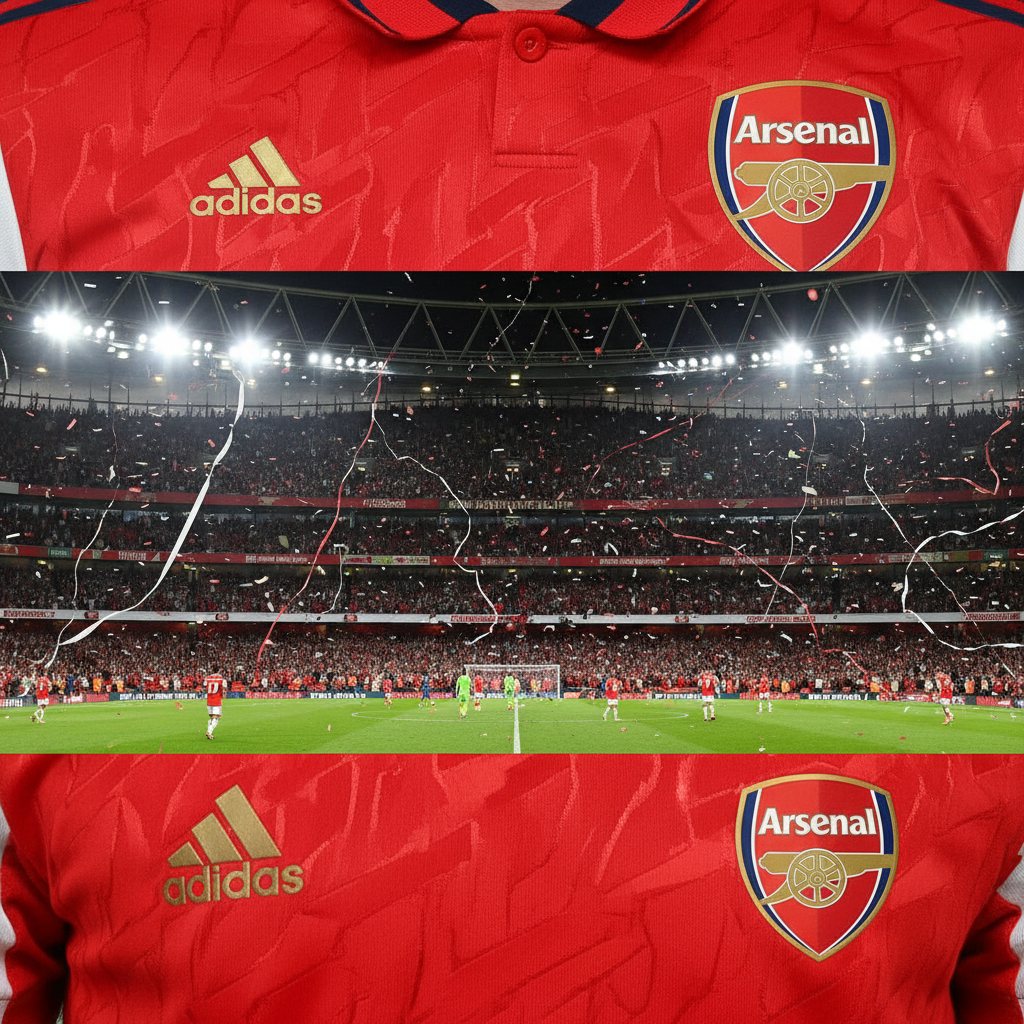 Blue and red Barcelona football jersey on dark background with stadium atmosphere