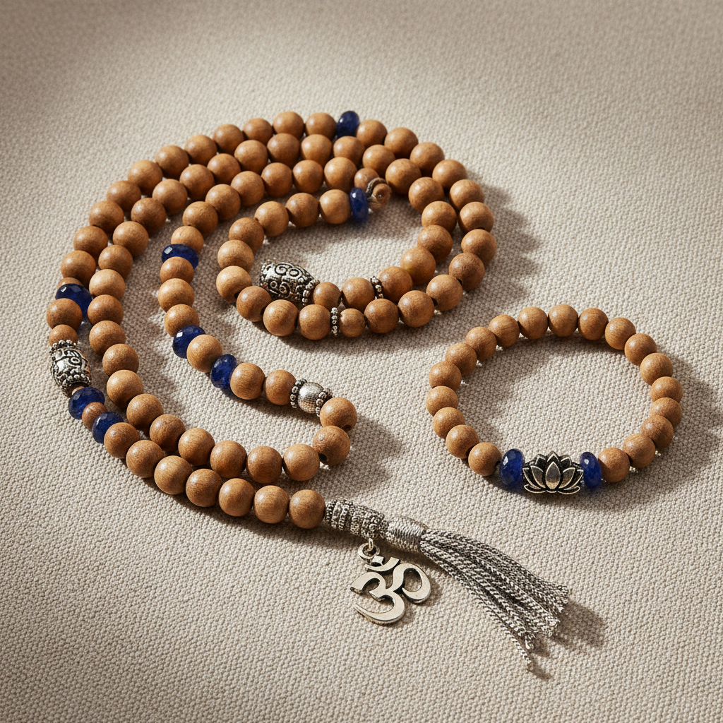 Premium divine spiritual jewellery combo pack complete sacred collection set with mala and bracelet
