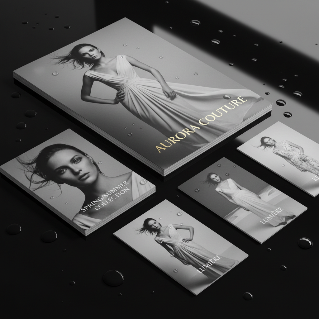 Fashion boutique marketing materials with elegant warm-toned design