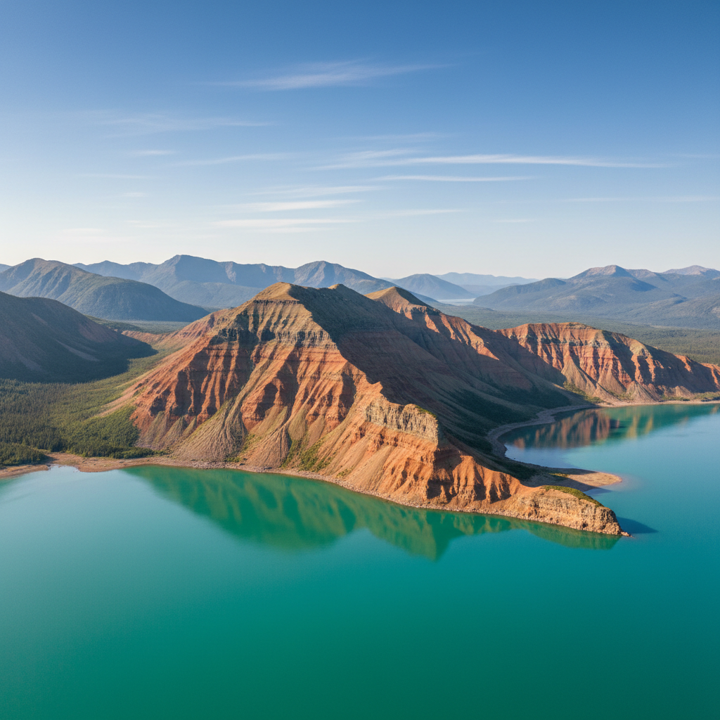 Greenland fjord with massive ice sheet and turquoise glacial water, shadowed cliffs