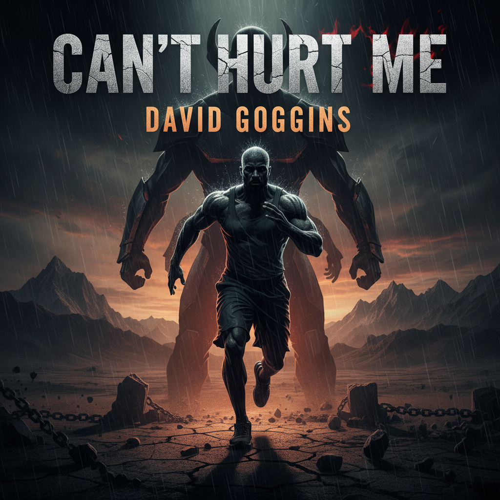 Can't Hurt Me cover with dark athletic imagery and intense lighting