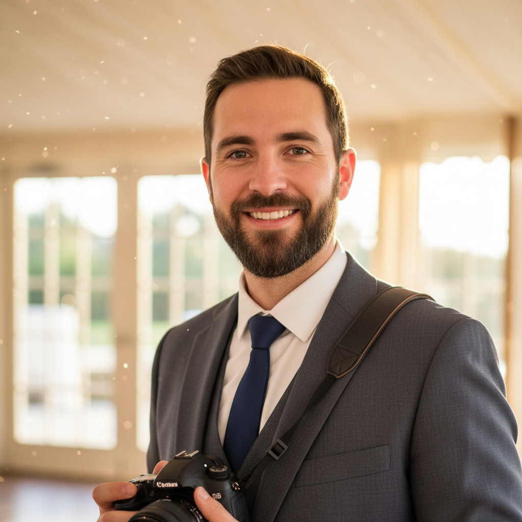 James Okafor, wedding photographer from Brooklyn New York, confident professional headshot