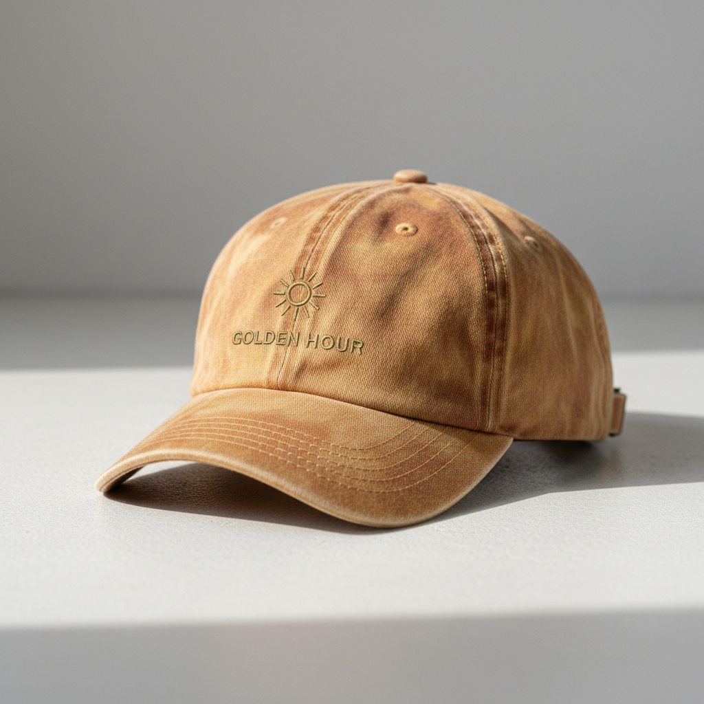 Youth snapback cap product shot, clean background, bright natural lighting
