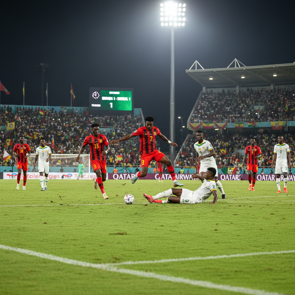 Rwanda national football team playing against Senegal in World Cup qualifier match