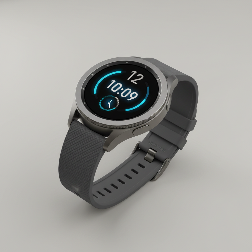 Samsung Galaxy Watch 6 with sport band on dark surface