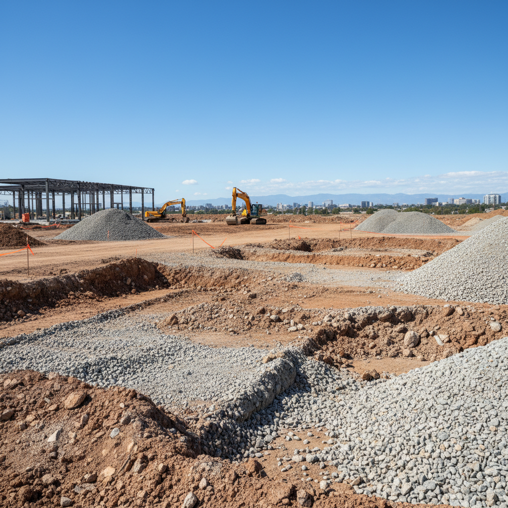 Site preparation and grading work on a sloped mountain property before landscape installation