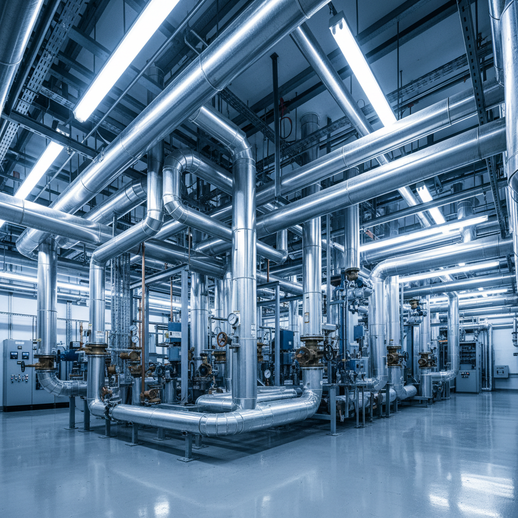 Mechanical room with precision pipework
