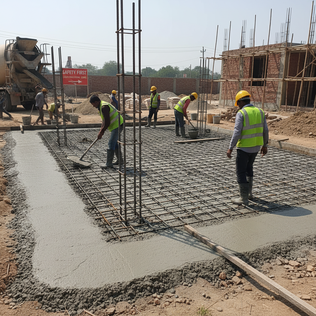 Footing reinforcement and PCC work at Indian site