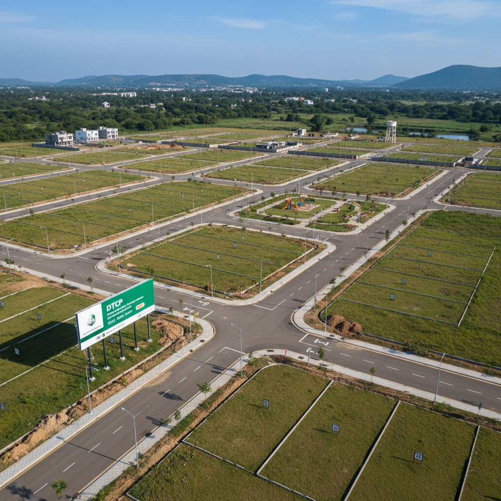 Aerial view of residential development showing all 12 plots and shared amenities
