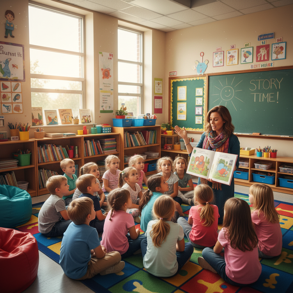 Group story time in classroom
