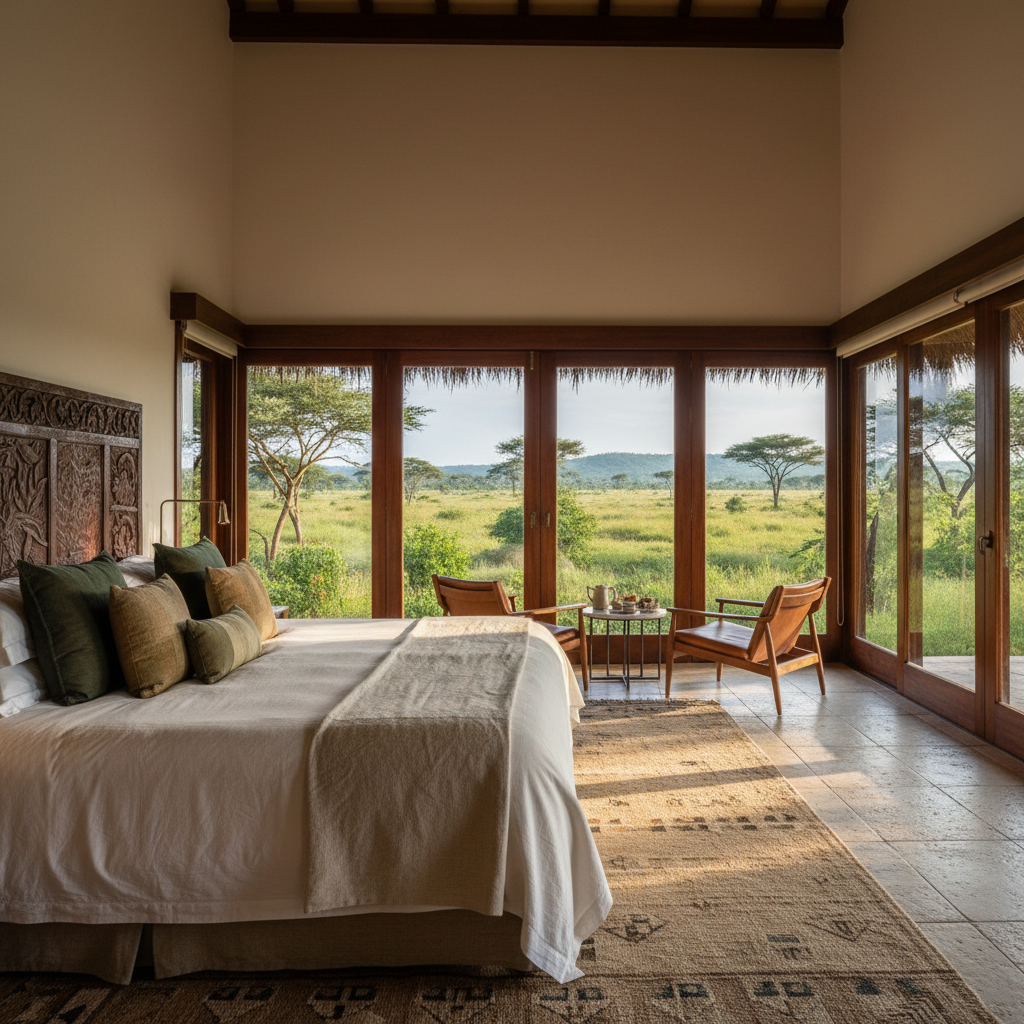 Luxurious hotel room with king bed and city views at Sarova Stanley