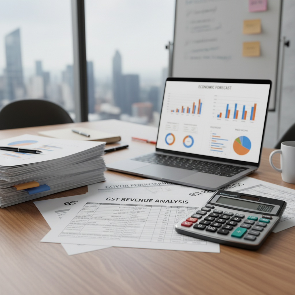 GST filing documents and tax forms on office desk