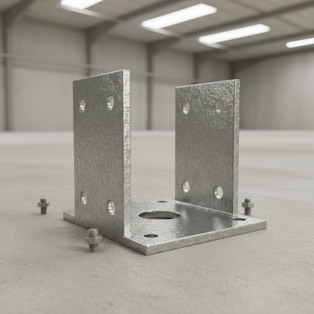 ZMAX coated elevated post base on concrete surface