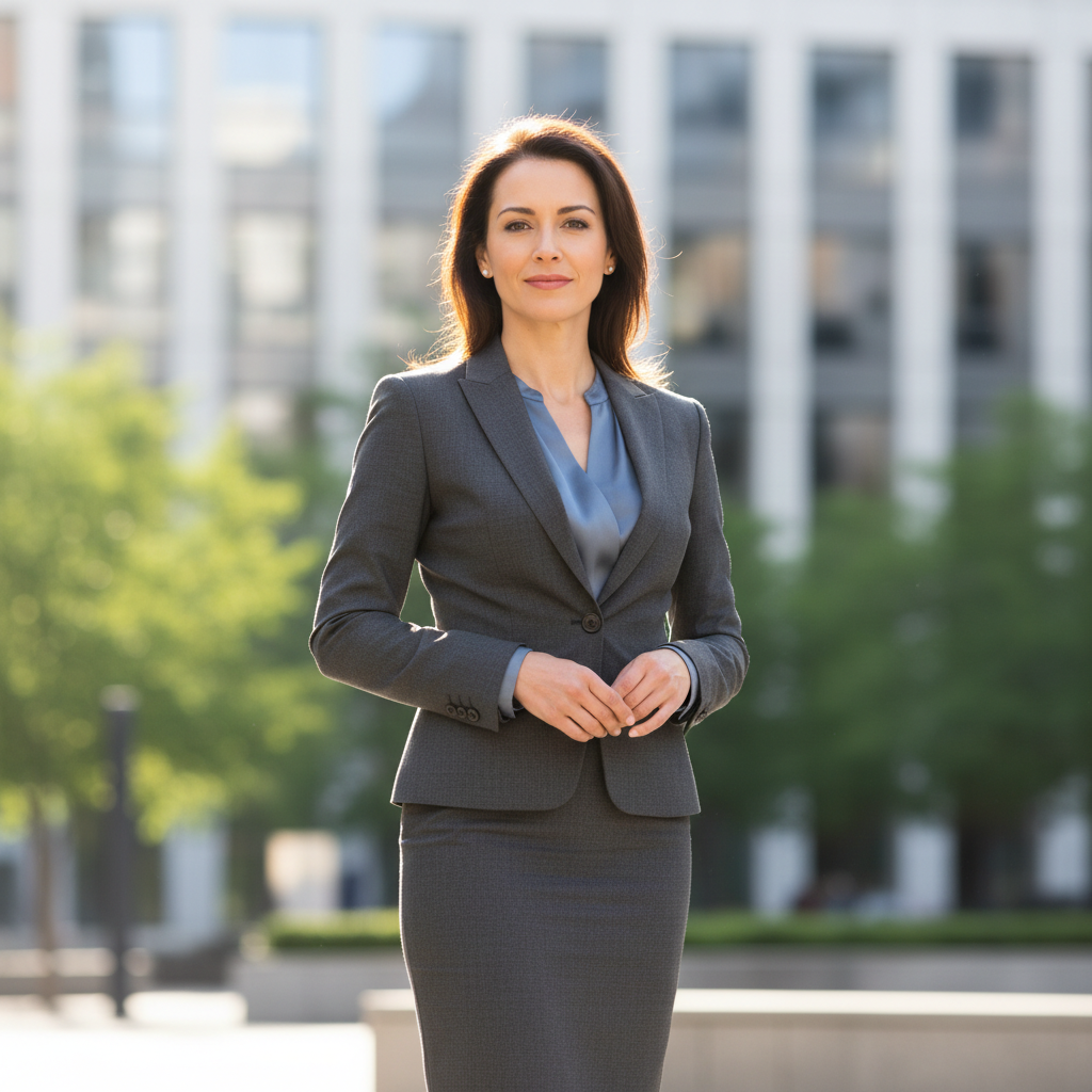 Professional headshot of Sophia Laurent, founder, in elegant attire with soft studio lighting