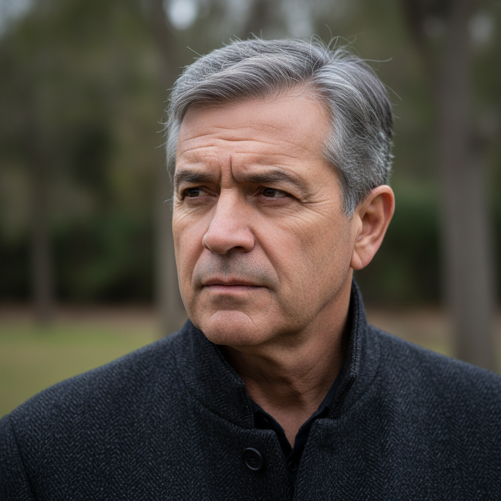 Smiling Hispanic man in his 50s with short gray hair outdoors