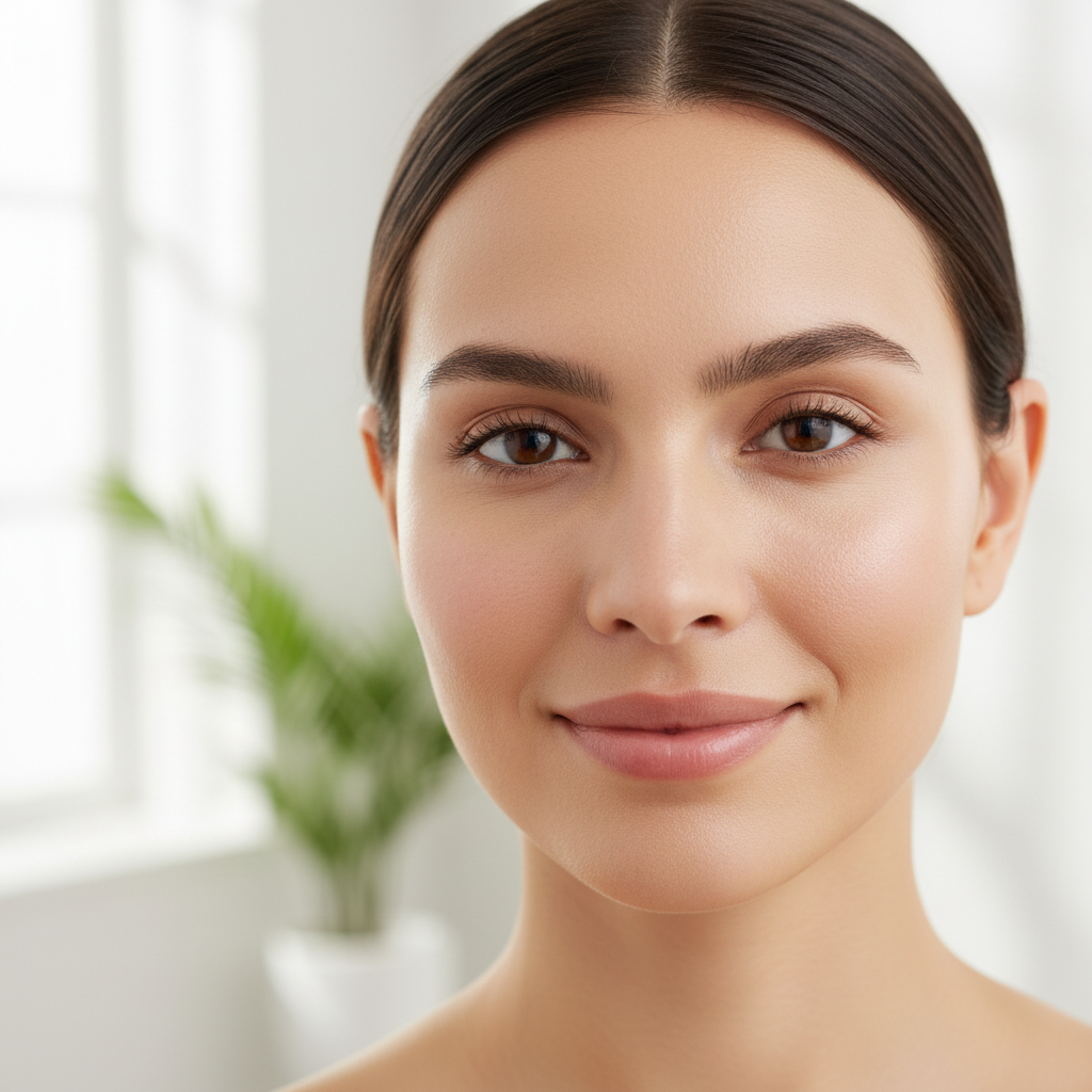 Woman with refined skin texture after PRP collagen remodeling, day thirty portrait
