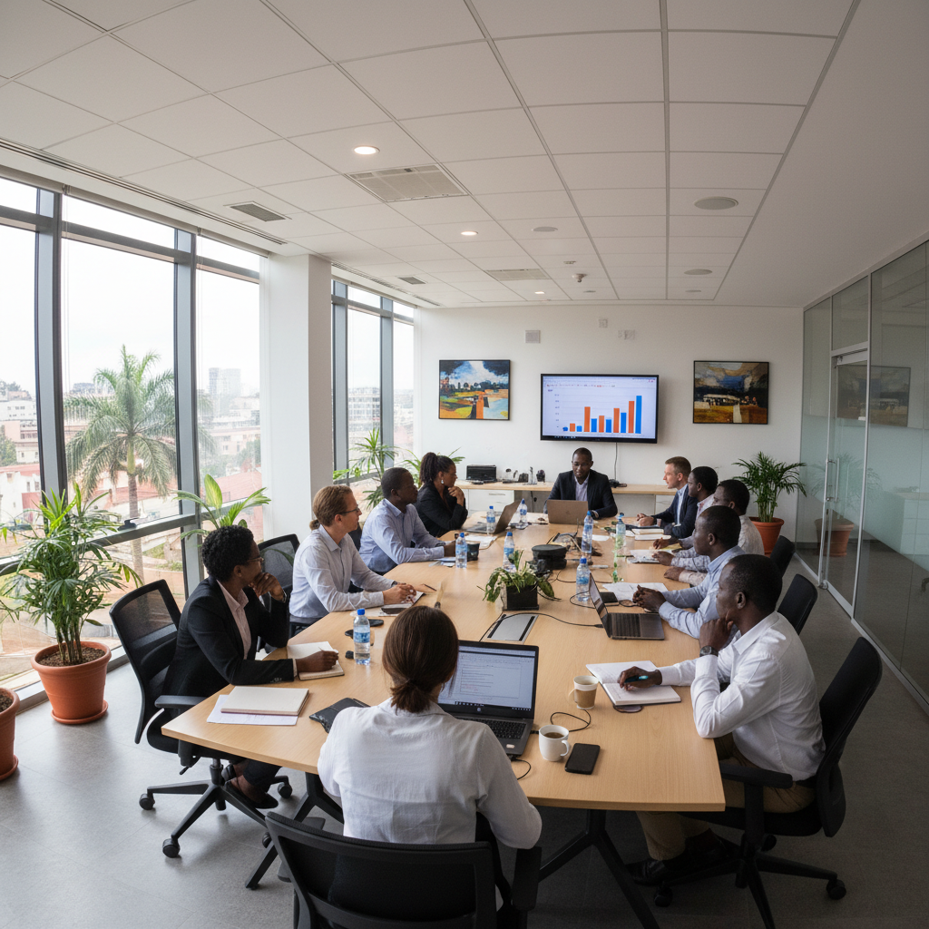 Bright financial charts and graphs on screen with clean professional workspace, well-lit environment
