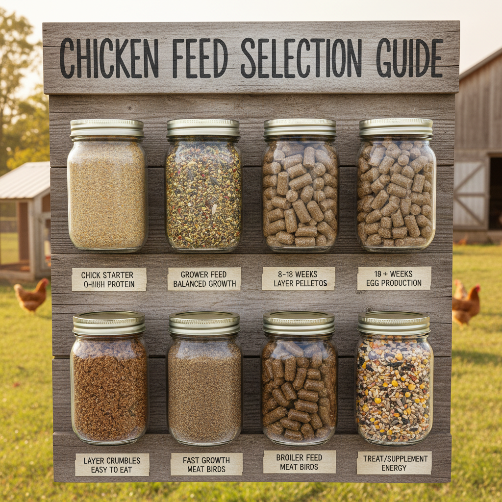 Different types of chicken feed pellets for poultry farming