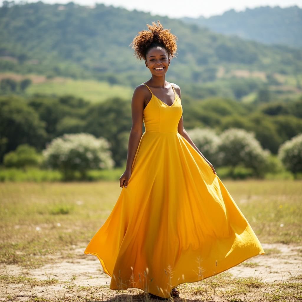 Young Zimbabwean woman with natural hair laughing
