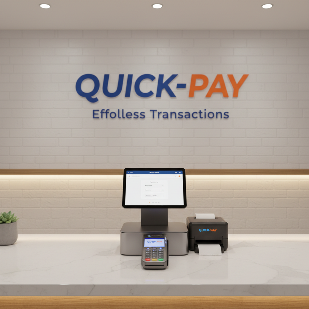 Pop-up checkout area with branded point-of-sale display