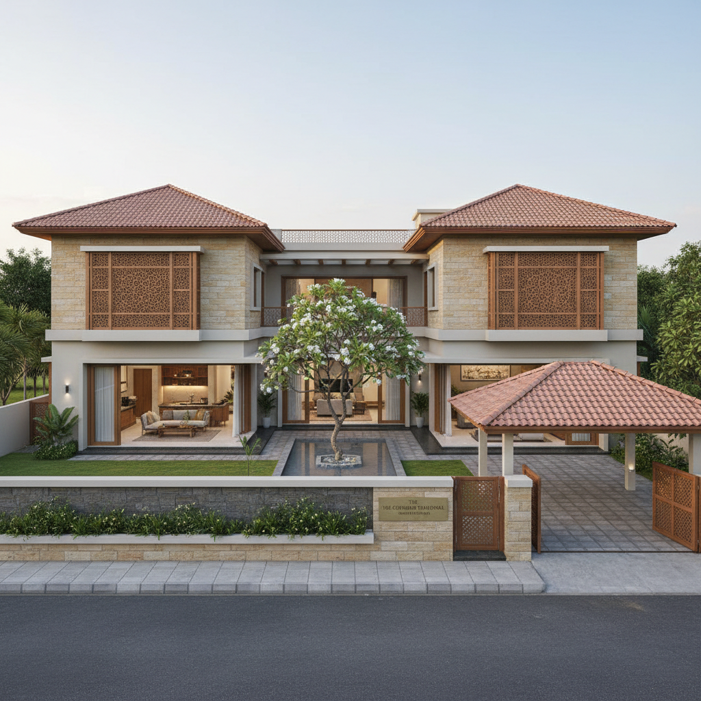 The Courtyard Traditional — Vastu-compliant 4BHK home on 420 sq yard plot in Indore, Madhya Pradesh by Buildrs.in