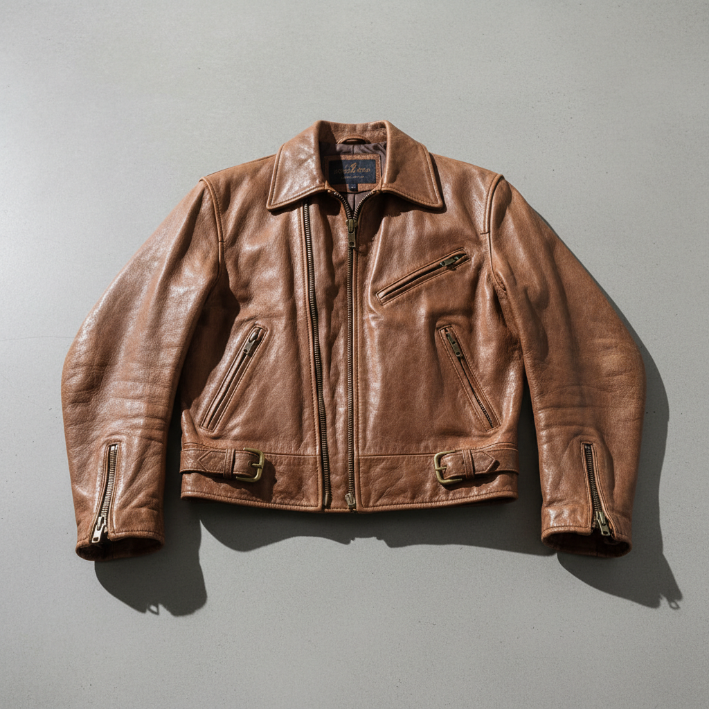 Supple vintage leather jacket with polished hardware