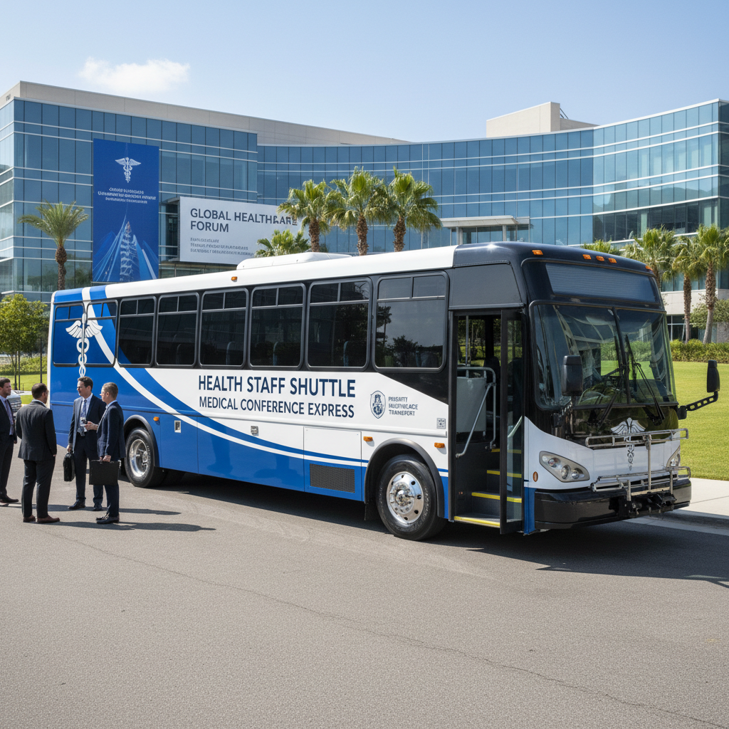 Transportation service bus for healthcare staff, charter bus for medical conference group travel