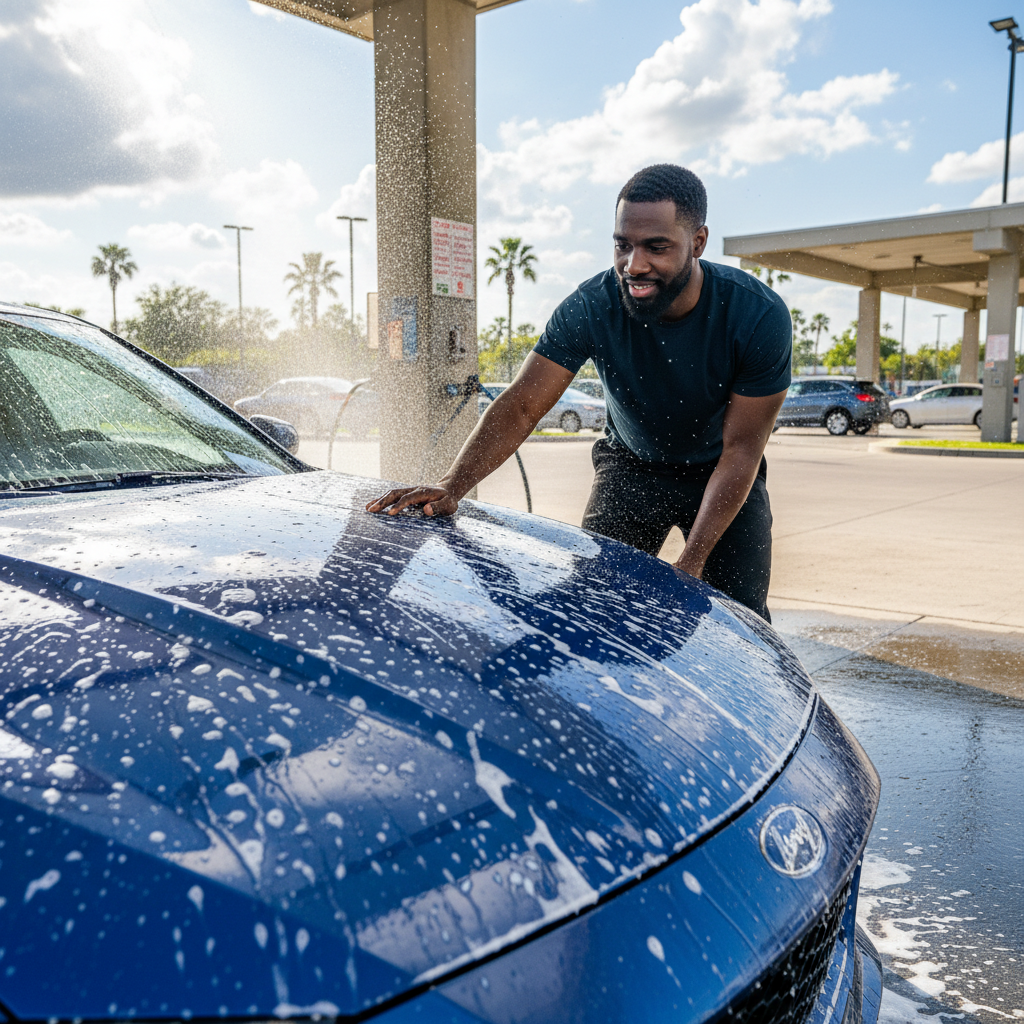 Marcus Delacroix, Black man with neat beard, car enthusiast regular customer at Suds