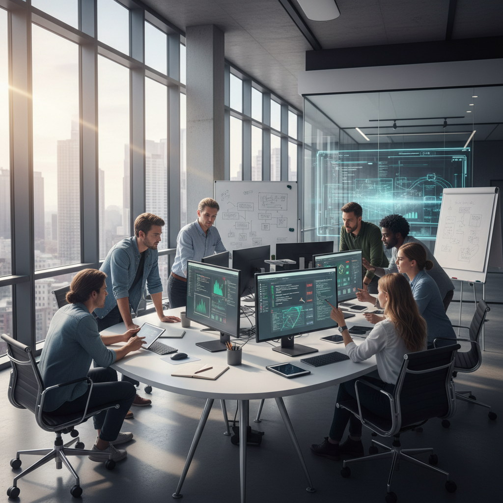 Equipo de Ideas Design trabajando en un entorno colaborativo moderno