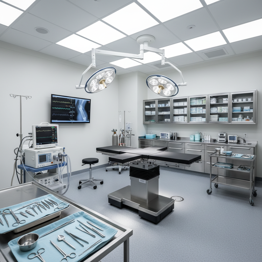 Modern veteriner cerrahi operasyon odası, steril ekipmanlar