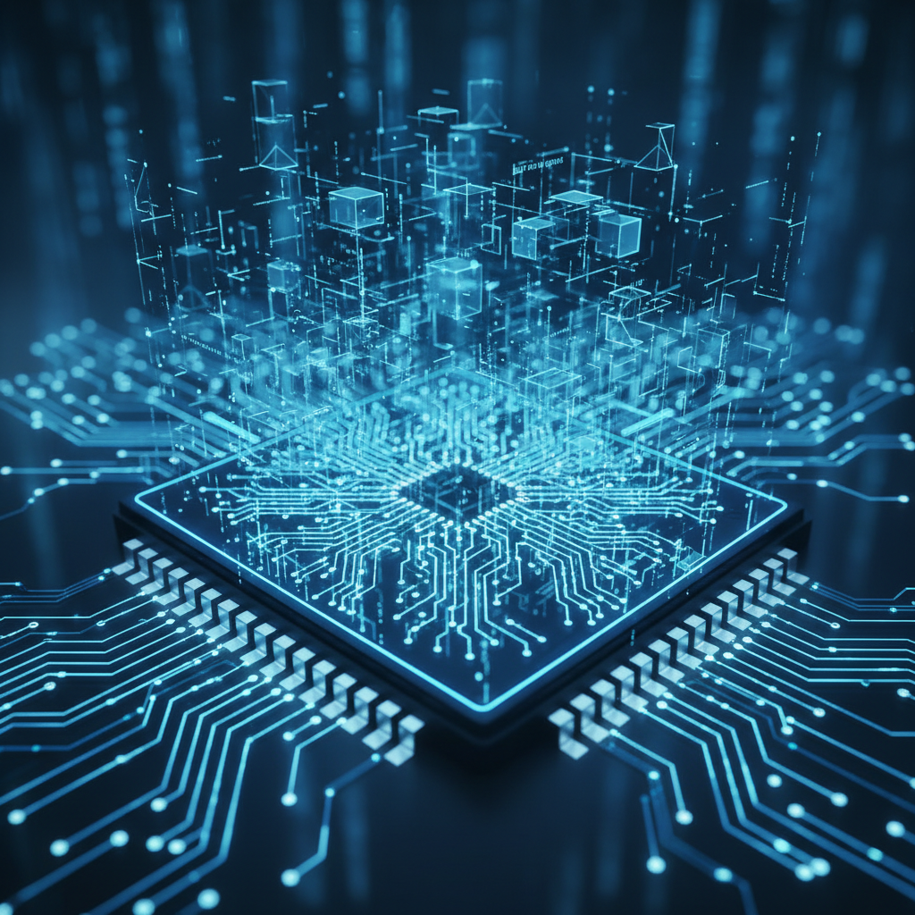 Abstract glowing blue network visualization representing AI orchestration