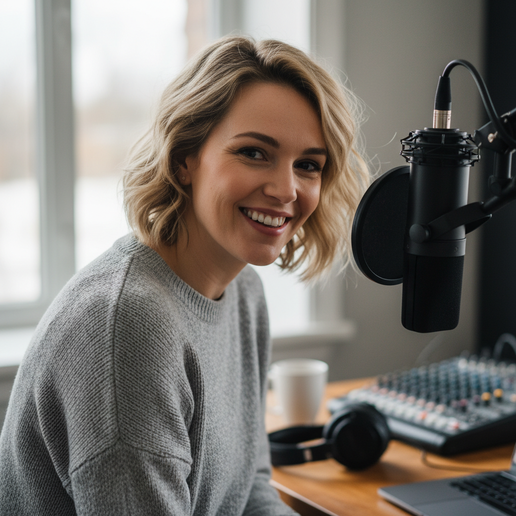 Nia Okafor, podcast host, smiling portrait