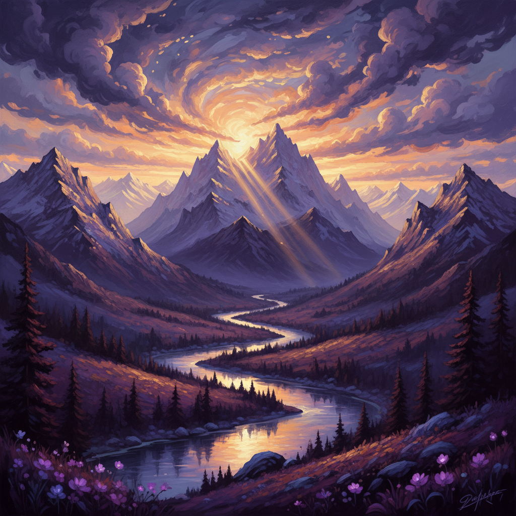 Photorealistic AI generated landscape with dramatic sky