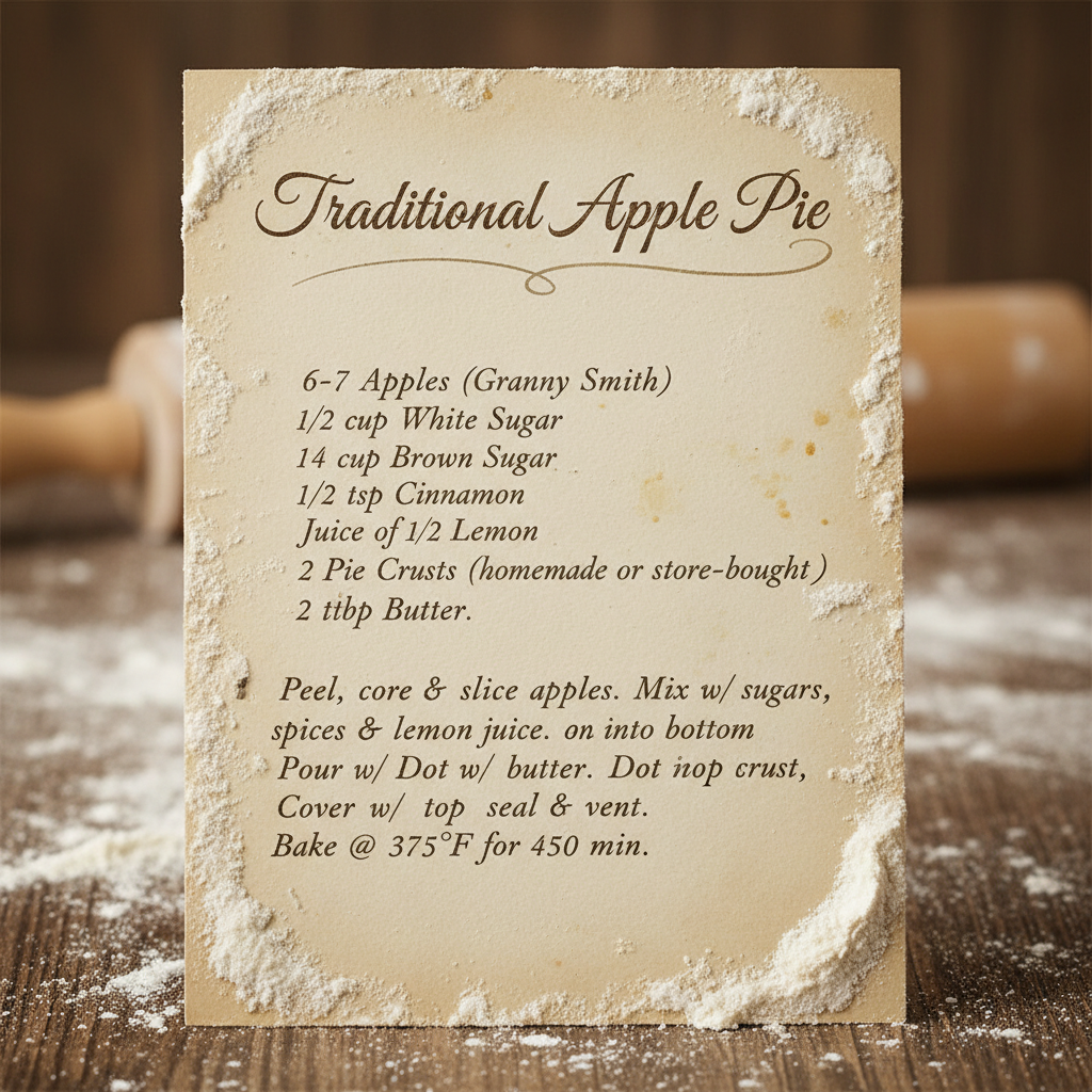 Handwritten recipe card from the chef's grandmother, oil-stained and faded, pinned above a kitchen station