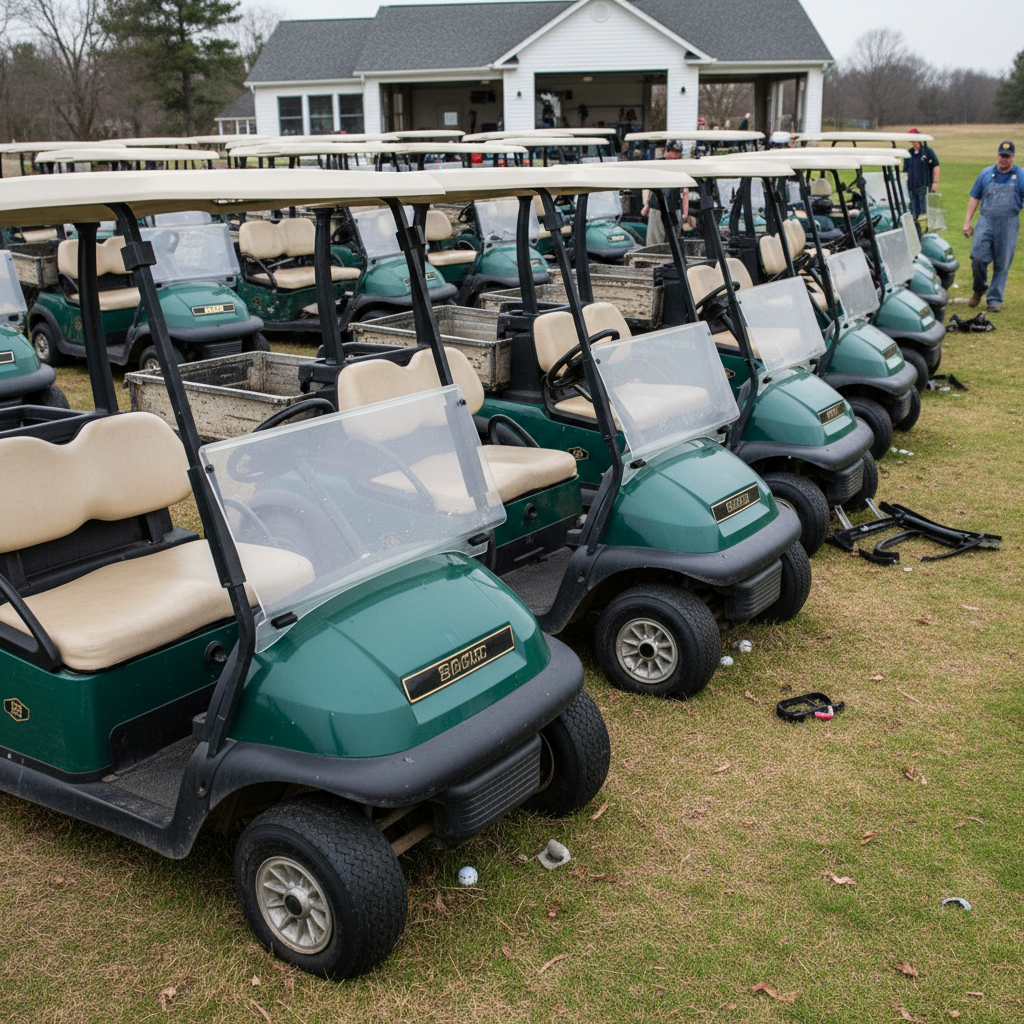 Golf course cart fleet with maintenance issues before service