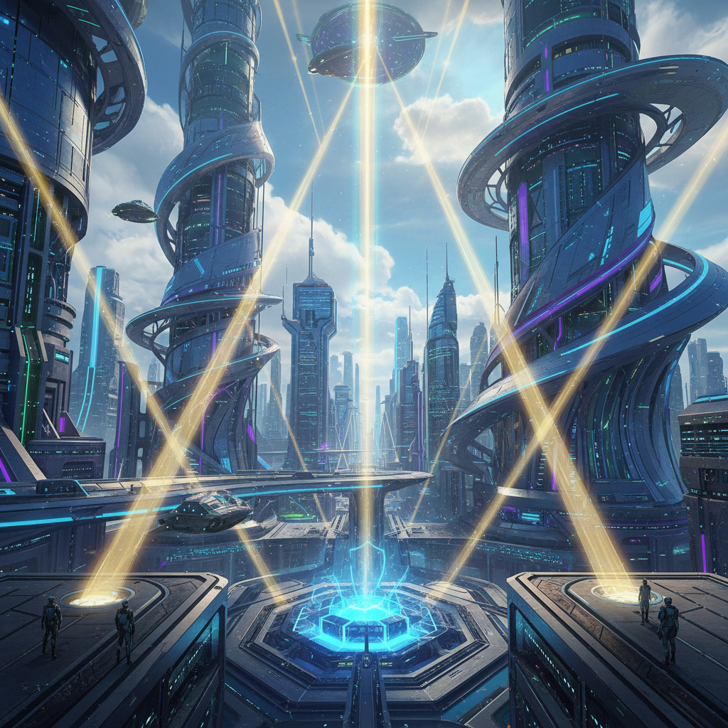 Futuristic architectural environment with dramatic volumetric lighting